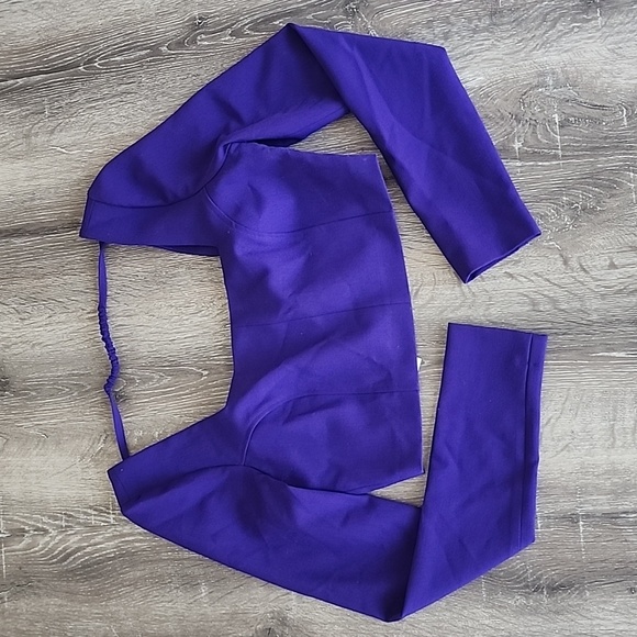 NEW! ZARA Long Sleeve Cropped Open Back Square Neck Bustier Style Top Purple - Picture 4 of 11